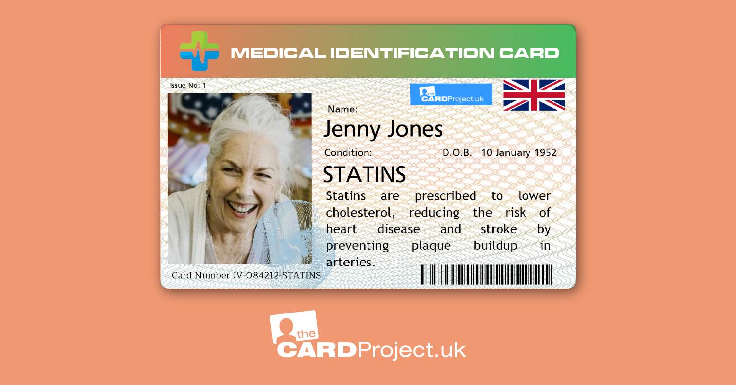 Premium Statin Medicine Alert Photo ID Card (FRONT)